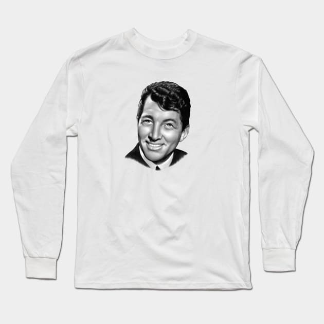 The portrait of Dean Martin Long Sleeve T-Shirt by JoanTatley